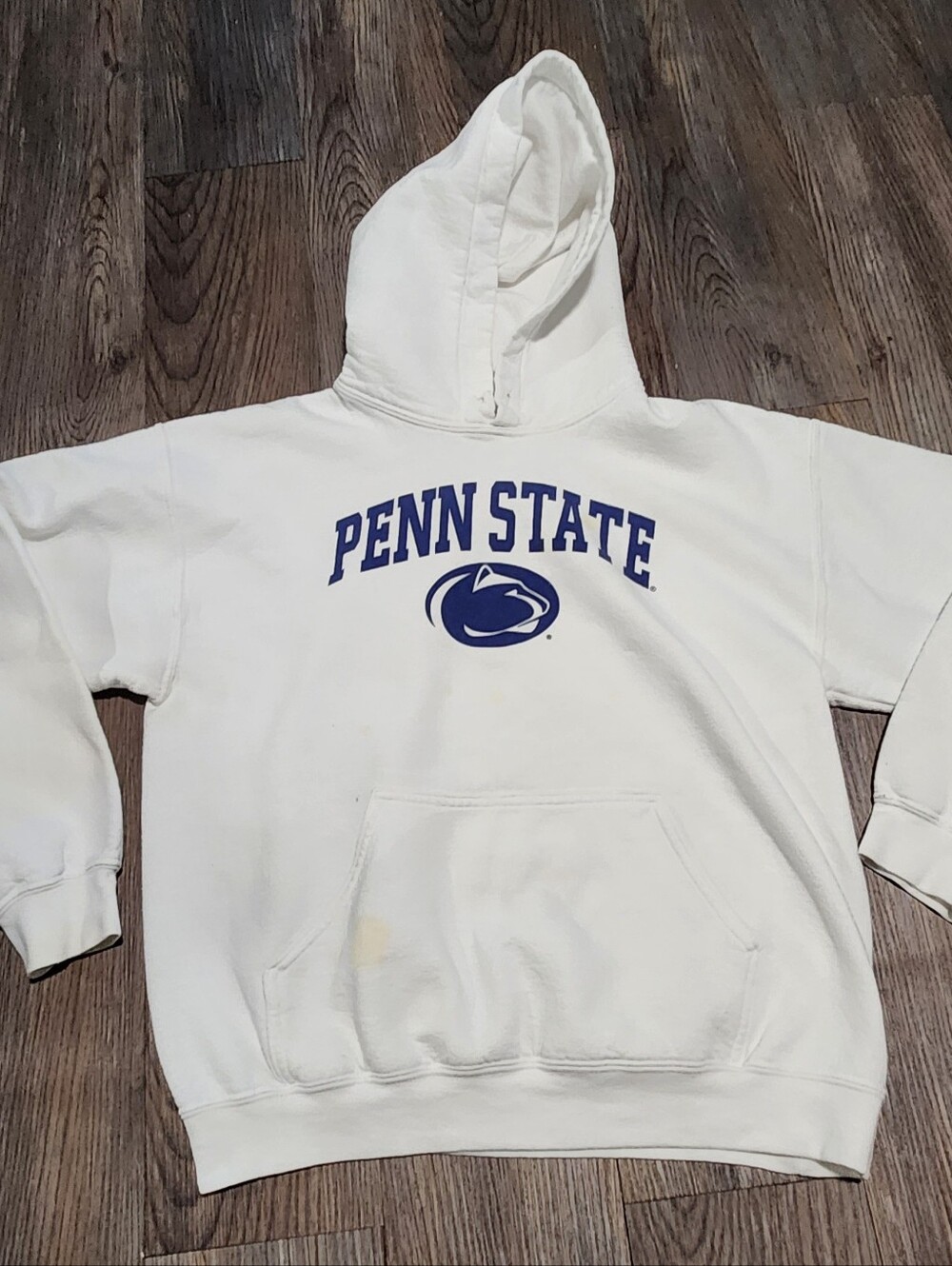 Gildan White Penn State Crewneck Sweatshirt with Navy Logo